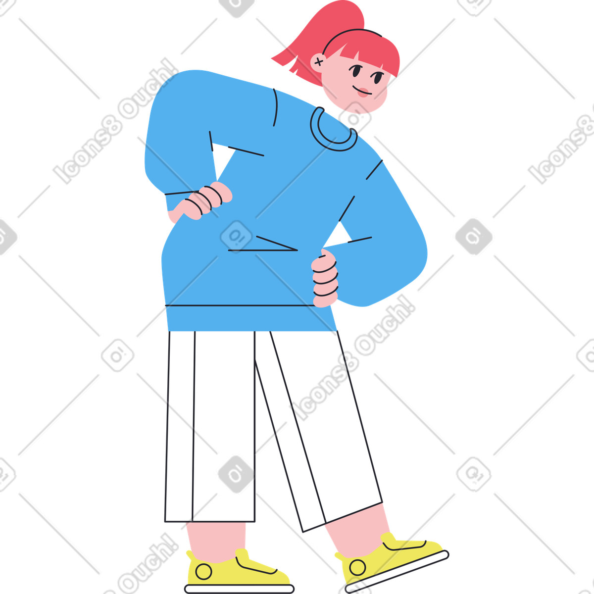 Girl standing and leaning to the right illustration in Boba style download in PNG, SVG