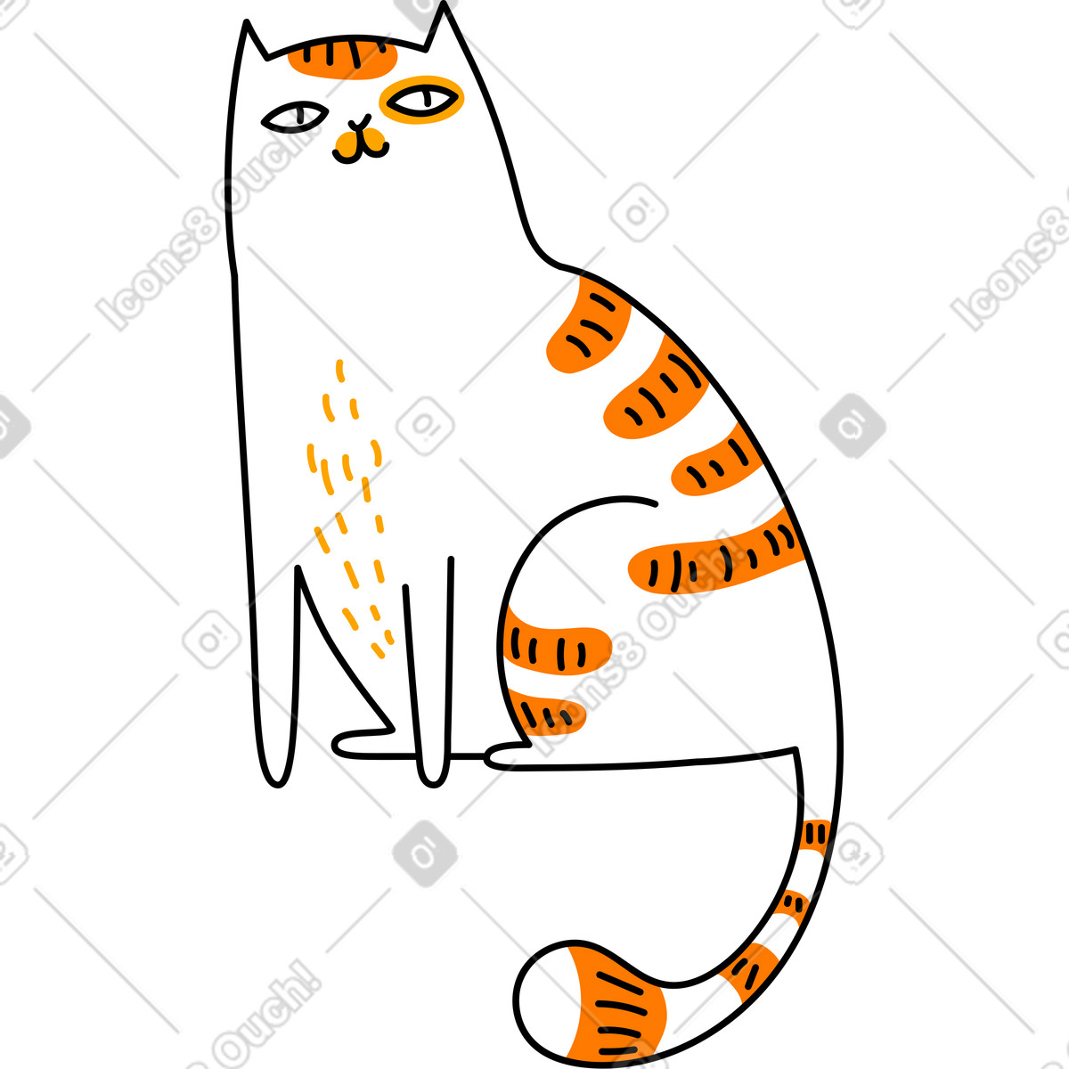 Sitting cat illustration in Purr style download in PNG, SVG