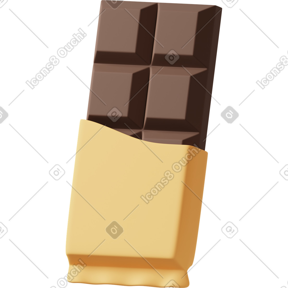 Ilustração de Yellow wrapped chocolate em no estilo 3D Casual life para baixar em PNG, SVG