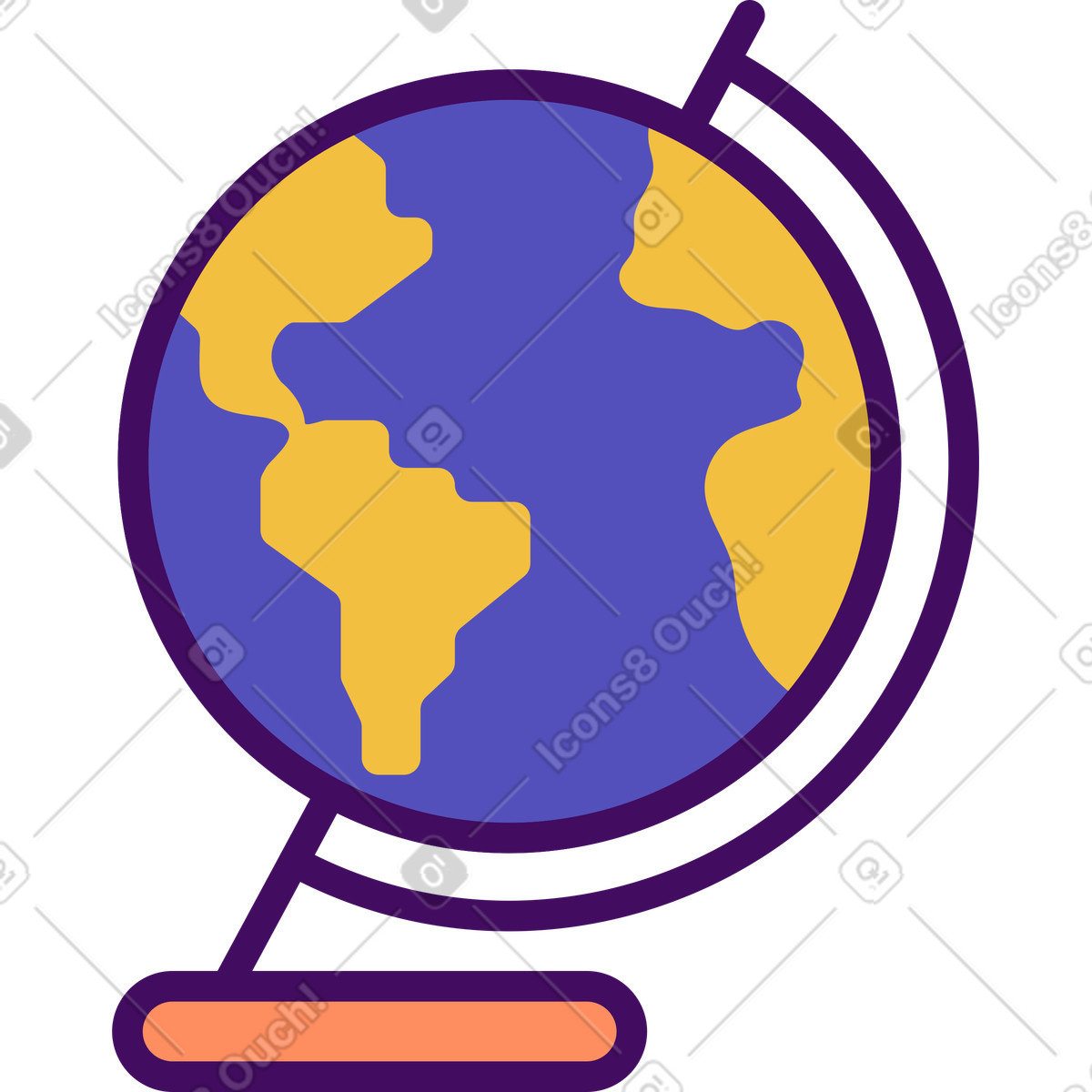 Earth globe illustration in Simplistic style download in PNG, SVG