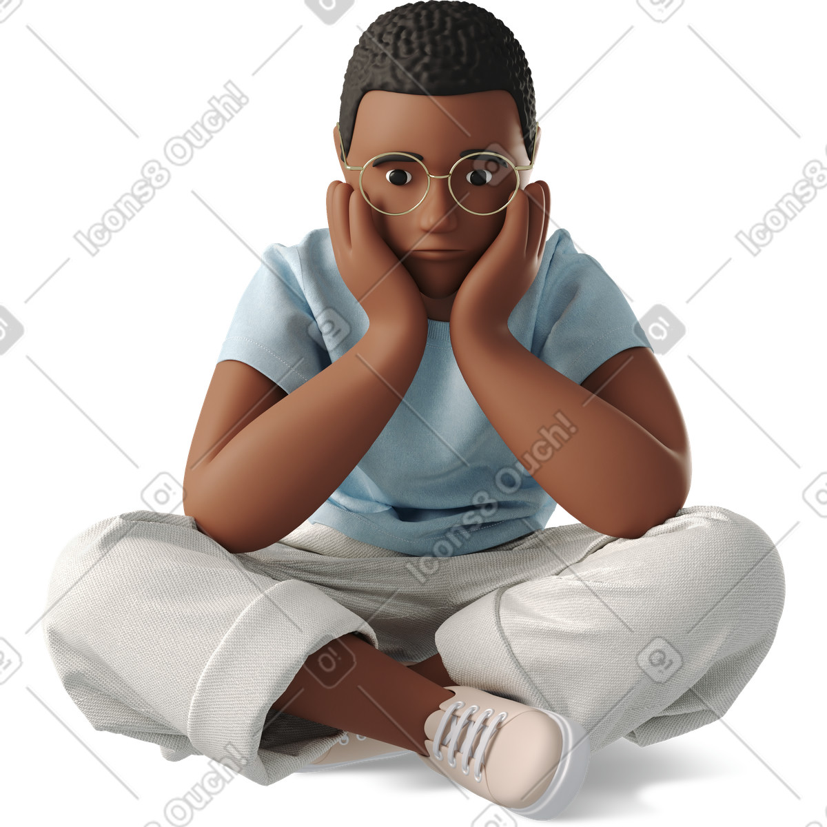 Woman sitting sad illustrazione in stile 3D Business scarica in PNG, SVG