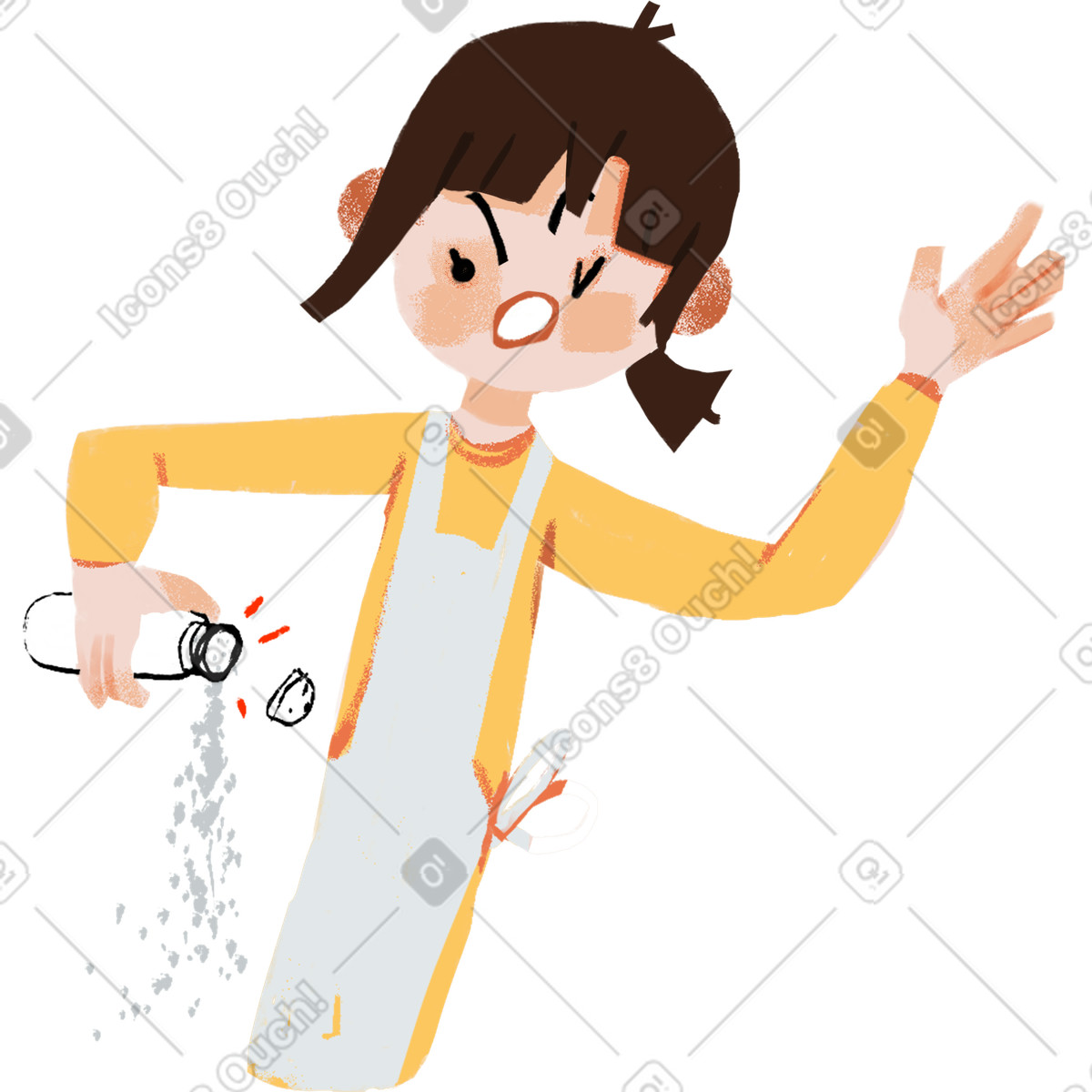 Mädchen-Illustration im Ikigai-Stil als Download in PNG, SVG