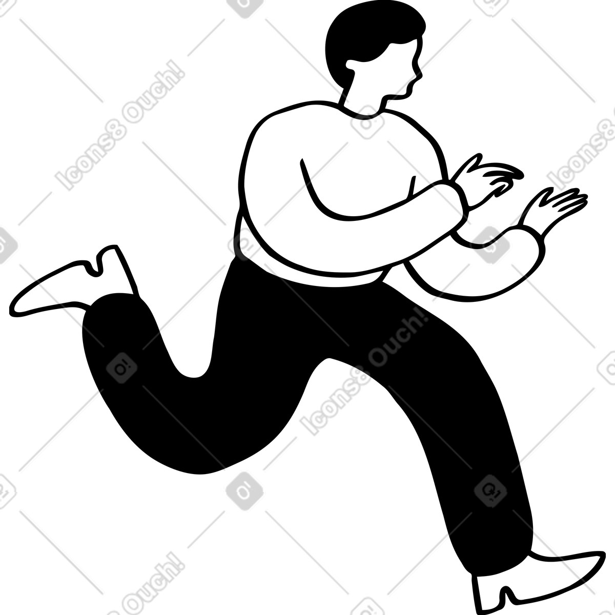 Man running and holding something in hands illustration Journal style download PNG, SVG