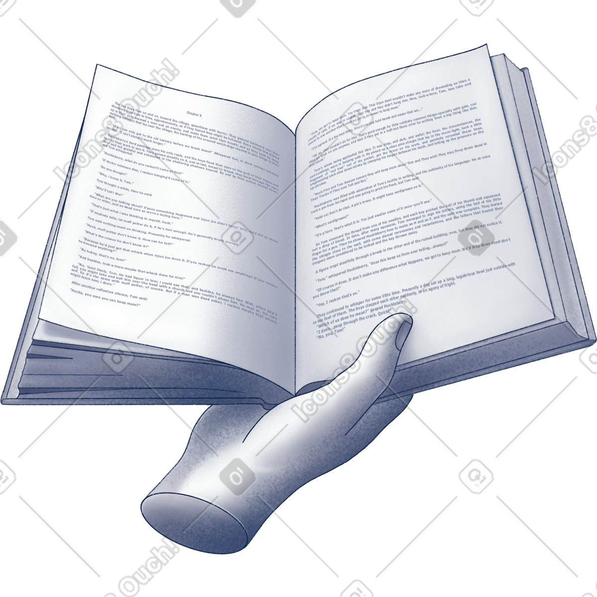 Ilustración Mano sosteniendo un libro abierto en estilo Haze a descargar en PNG y SVG