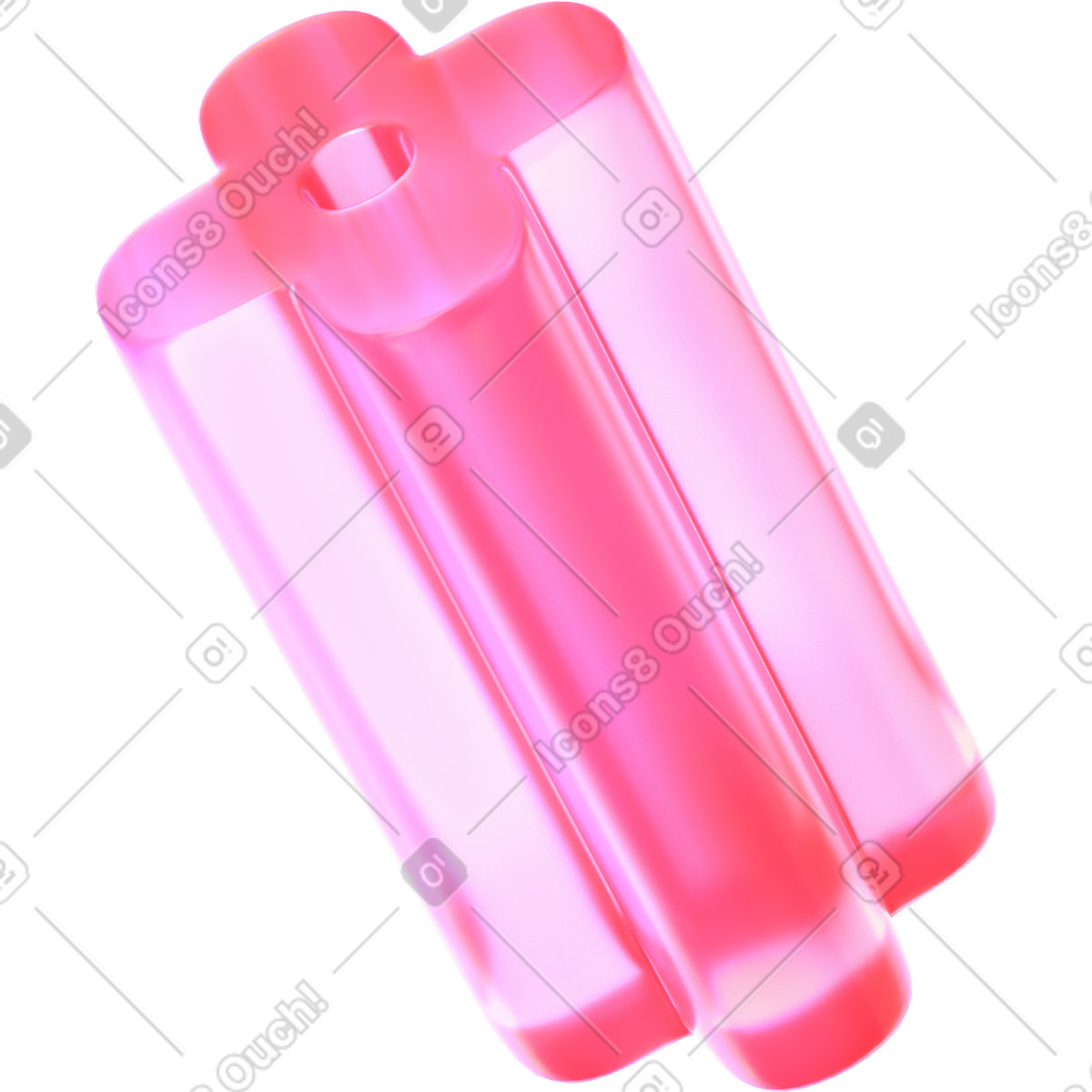 Illustration Tube en forme de fleur verre rose dans le style 3D Glassy à télécharger aux formats PNG, SVG