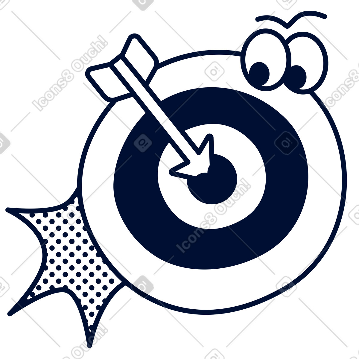 Illustration Flèche au centre de la cible, performance optimale et réalisation des objectifs commerciaux dans le style Blink à télécharger aux formats PNG, SVG