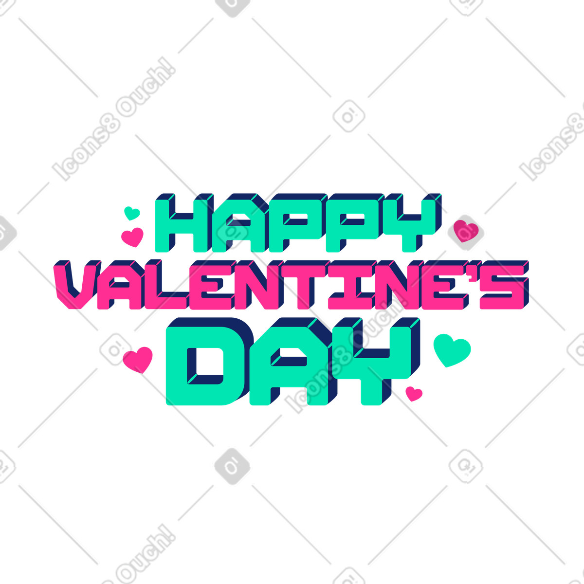 Ilustración Lettering happy valentine's day en estilo Cyborg a descargar en PNG y SVG