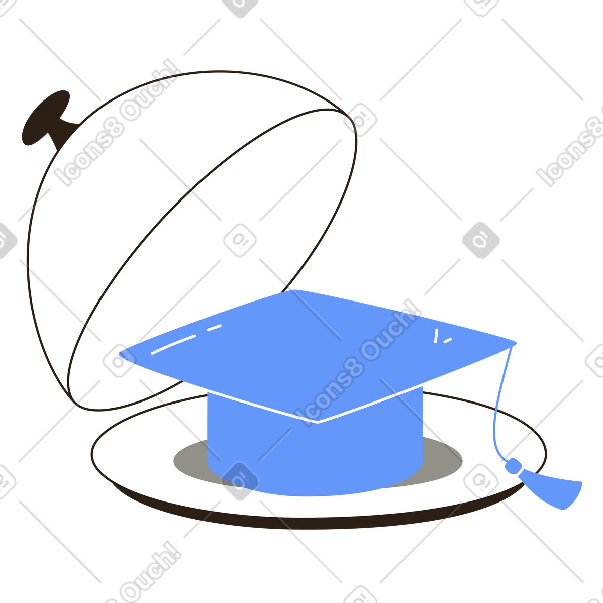 Graduation cap on serving plate illustration college clipart educational graphics vector images