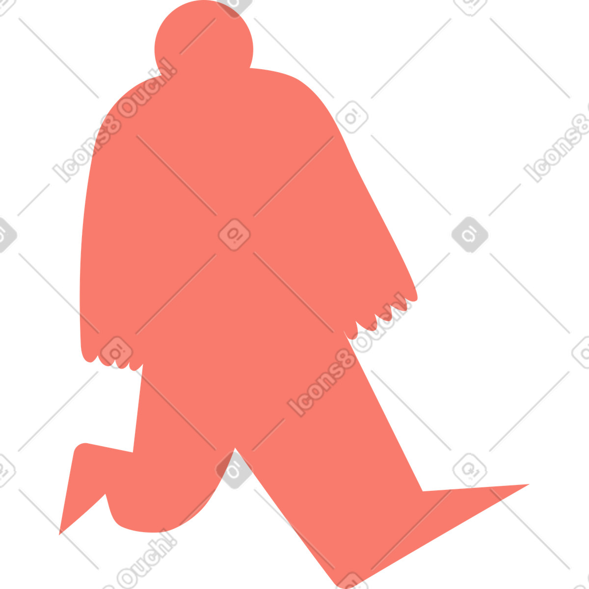 Ilustración Silhouette walking figure with exaggerated legs and rounded head shape en estilo Bold People a descargar en PNG y SVG