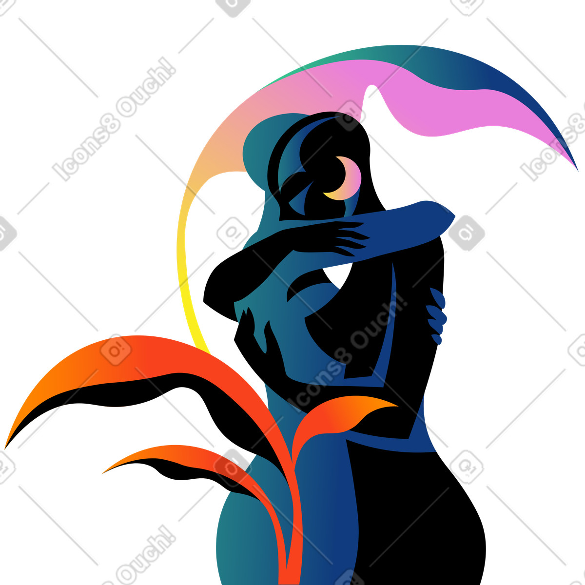 African women hugging and supporting each other illustration clipart depicting connection in PNG SVG