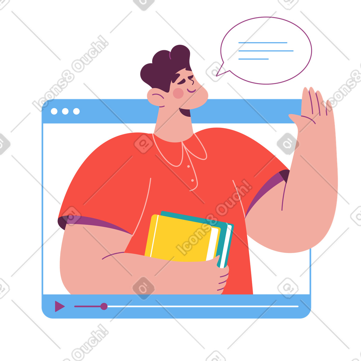 Ilustración Hombre dando una video conferencia en estilo Sammy a descargar en PNG y SVG