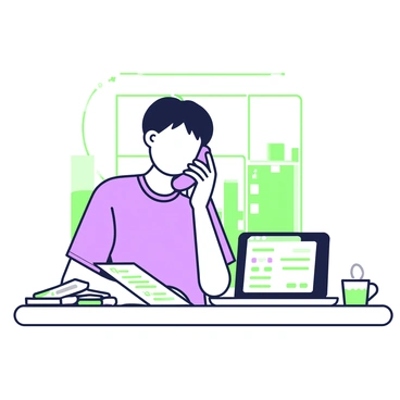 A person on the phone discussing an insurance claim after a car accident, surrounded by paperwork.