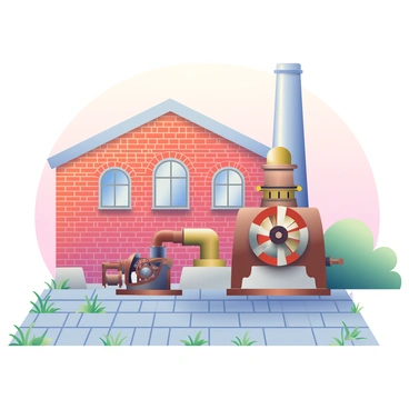 An old water treatment plant with vintage machinery and brick architecture