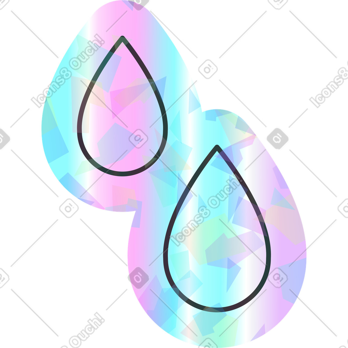 Иллюстрация Капли дождя в стиле Holostickers — скачать в форматах PNG, SVG