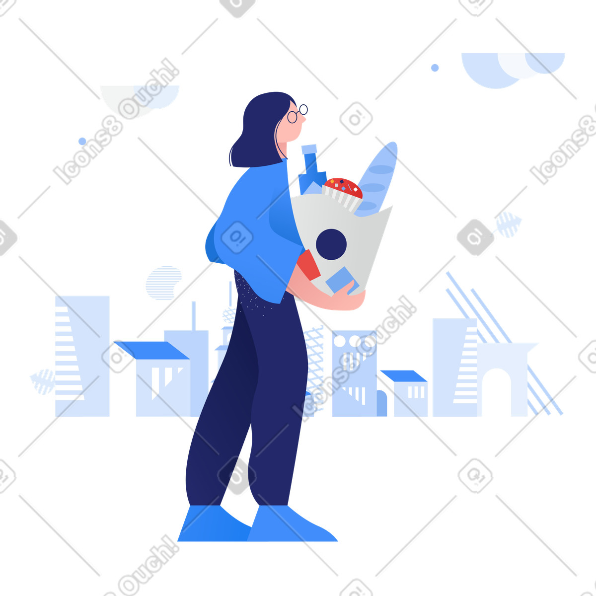 Illustration Revenir du shopping dans le style Clip à télécharger aux formats PNG, SVG