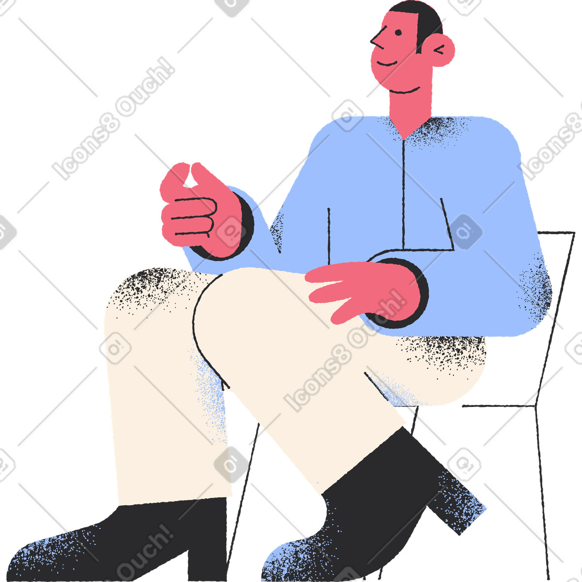 Ilustração de Homem sentado em no estilo Pablo para baixar em PNG, SVG
