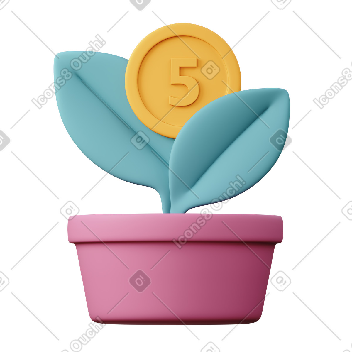 Potted plant with coin, Investment and wealth accumulation illustration in PNG, SVG