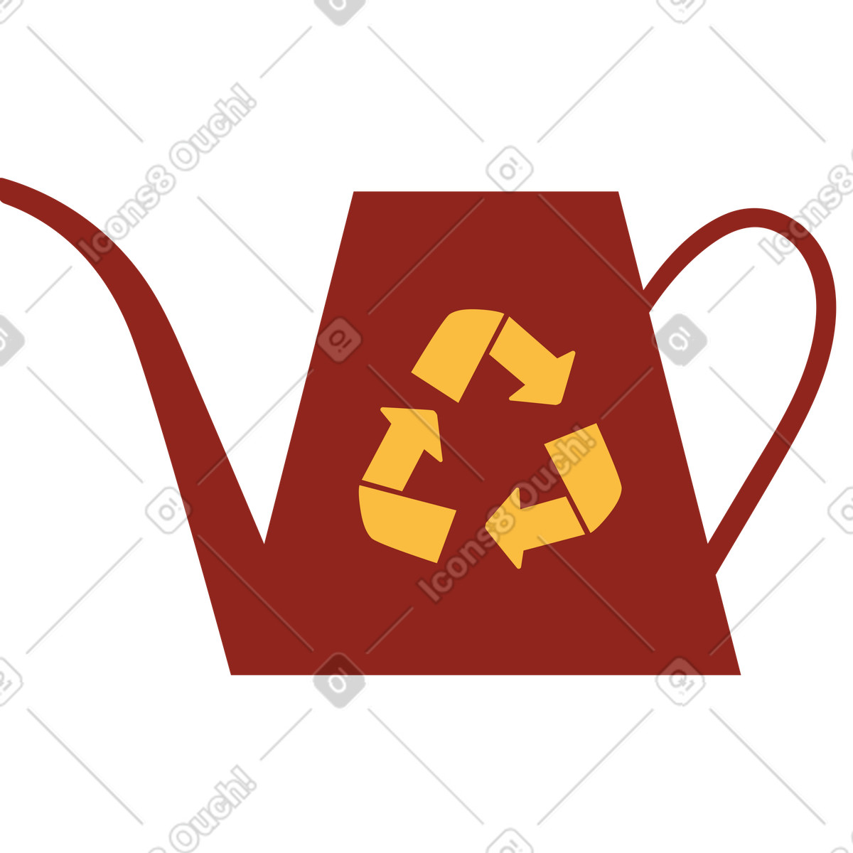 Watering can illustration in Burgundy style download in PNG, SVG