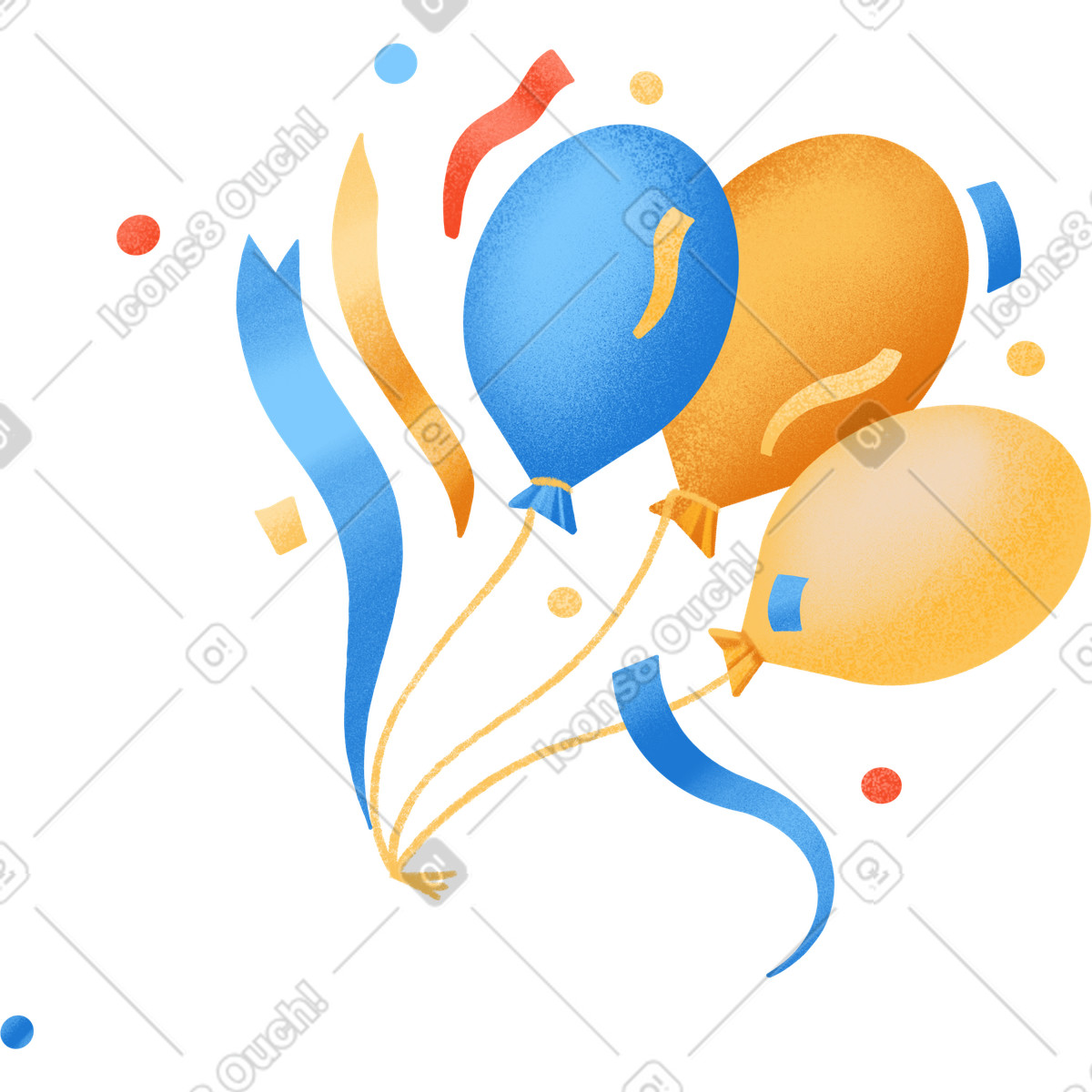 Colorful balloons and confetti illustration in Gleam style download in PNG, SVG