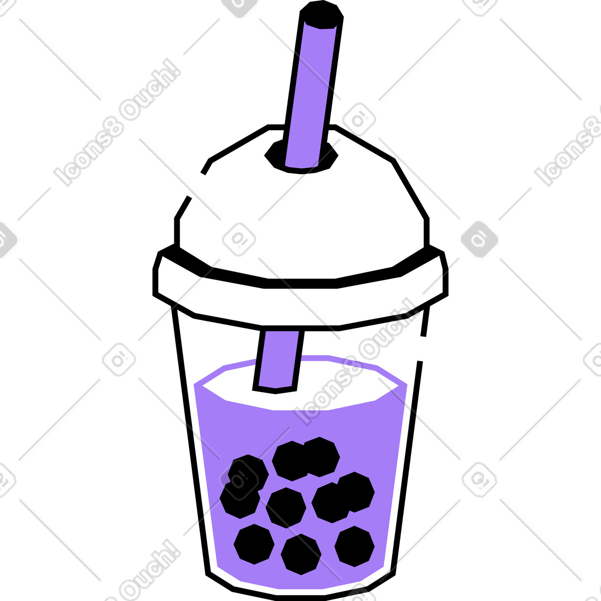 Bubble tea-getränk-Illustration im Amethyst-Stil als Download in PNG, SVG