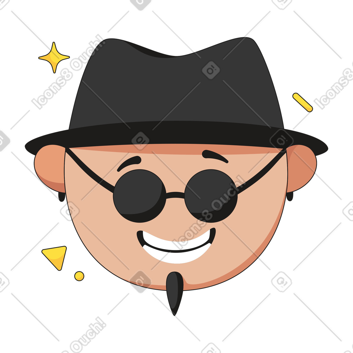 Ilustración Cara sonriente con gafas de sol en estilo Moji a descargar en PNG y SVG