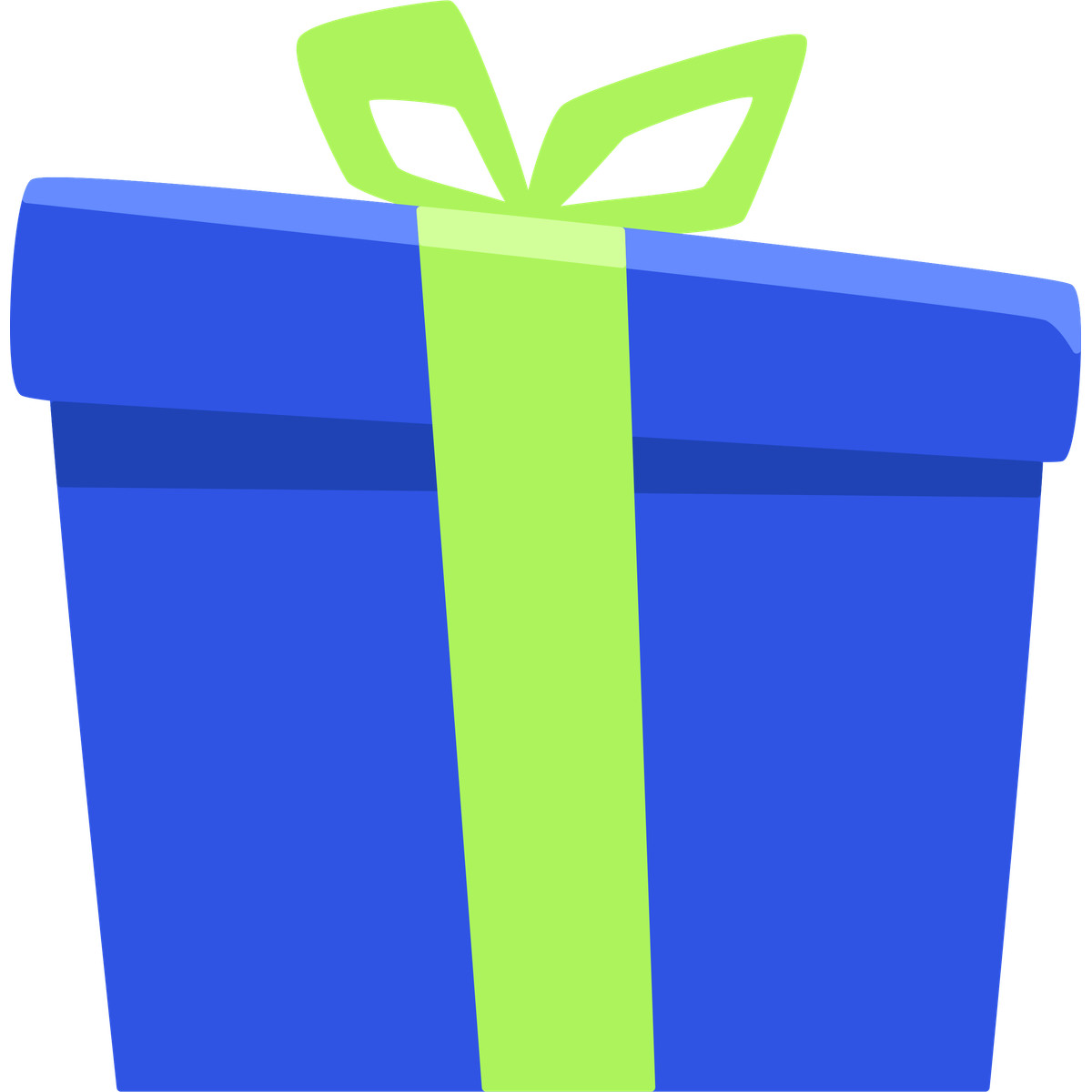 Ilustración Blue gift box with green ribbon en estilo Bouncy a descargar en PNG y SVG
