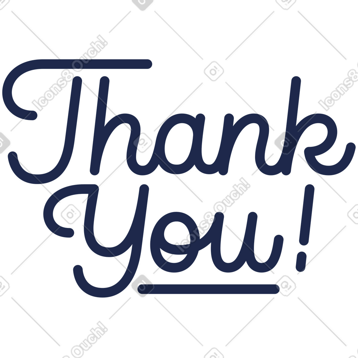 Lettering thank you! text illustration in Outline style download in PNG, SVG