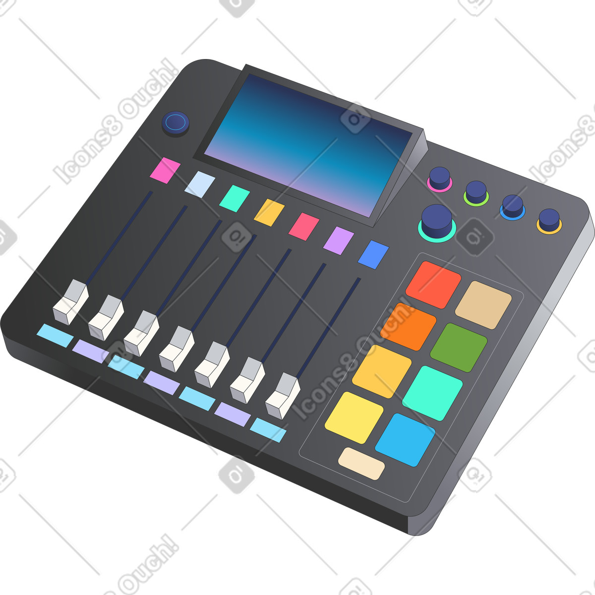 下载 Kit 风格的 播客混音器 插画，支持 PNG、SVG 格式