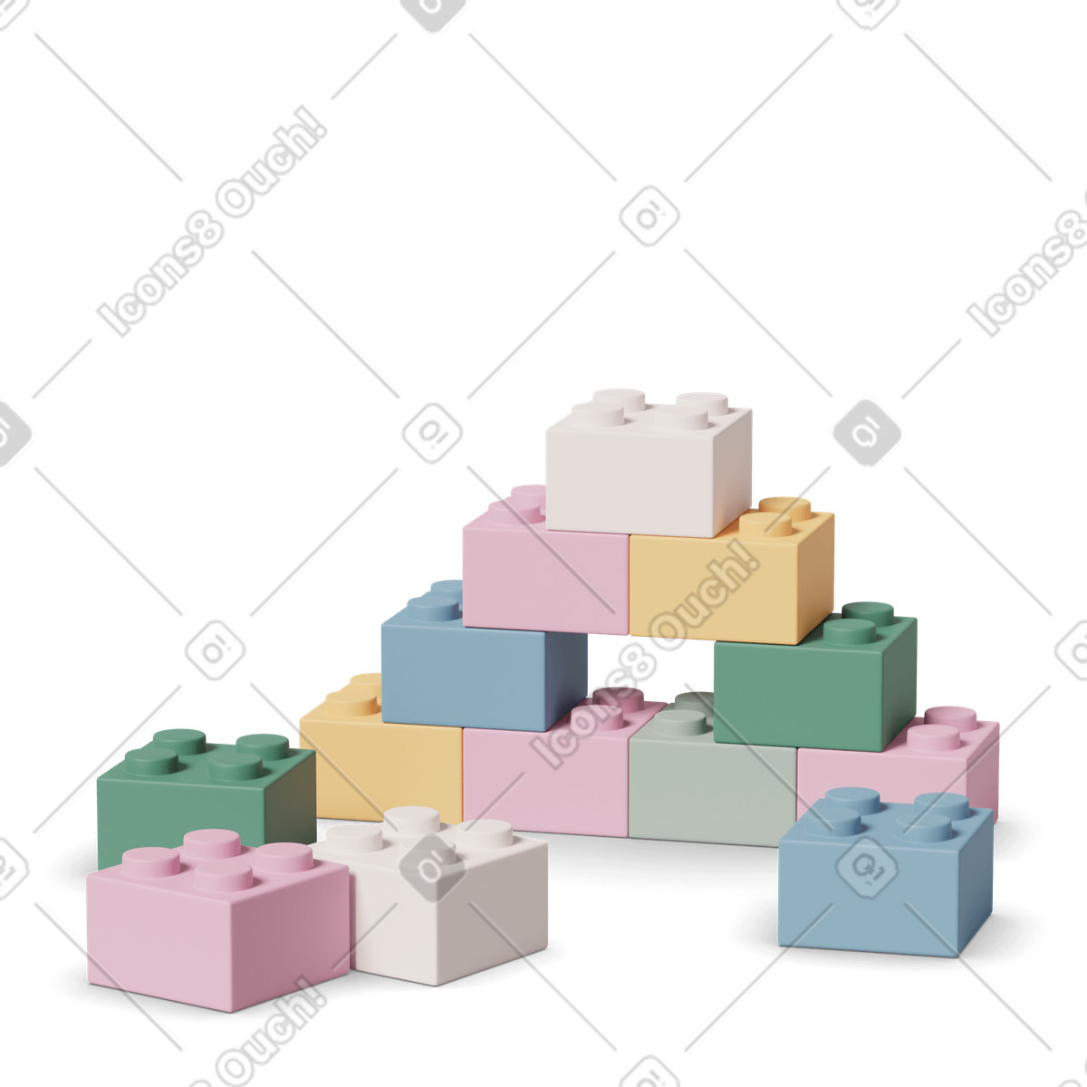 Illustration Lego bricks 3 dans le style 3D Casual life à télécharger aux formats PNG, SVG