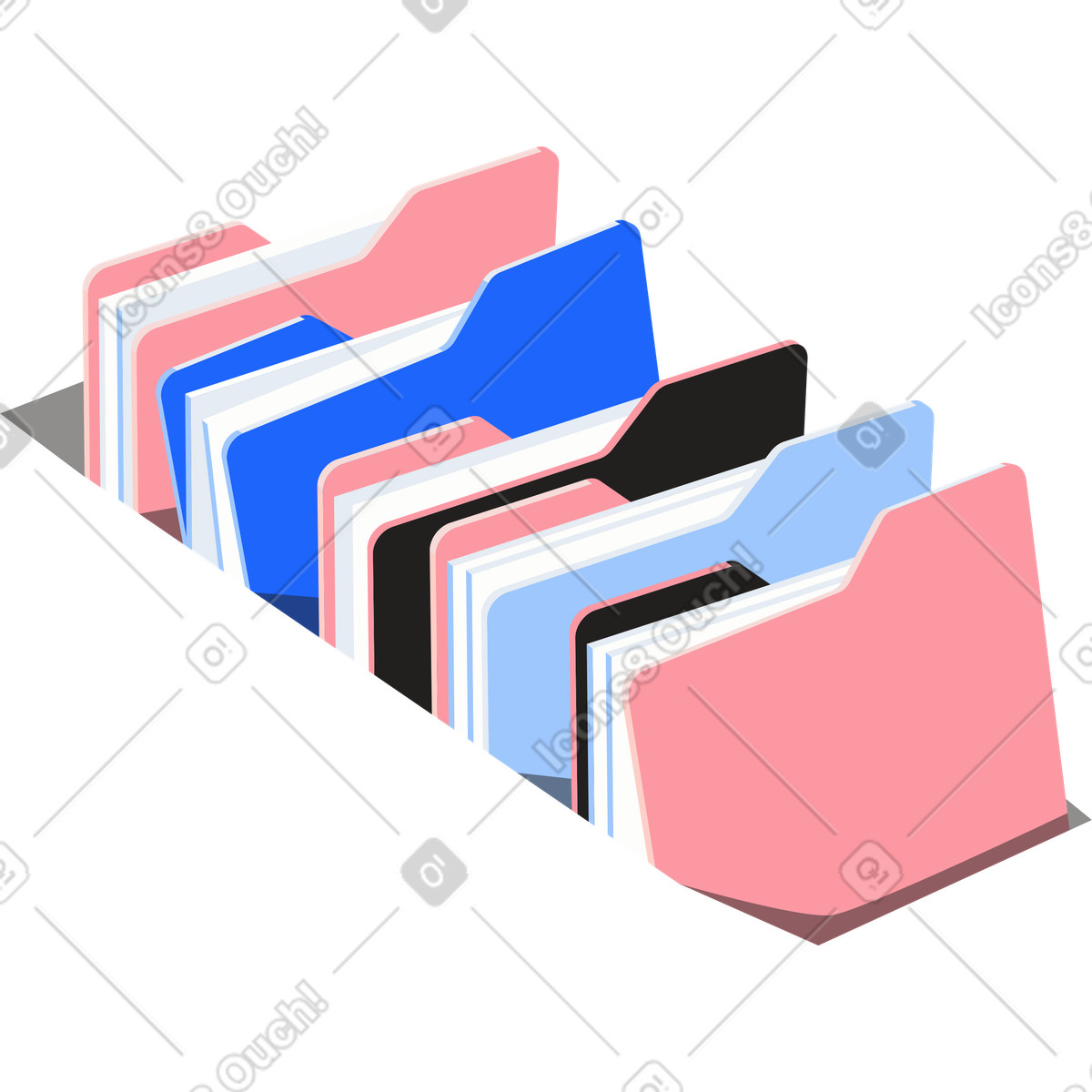 Folders for documents illustration in Editorial style download in PNG, SVG