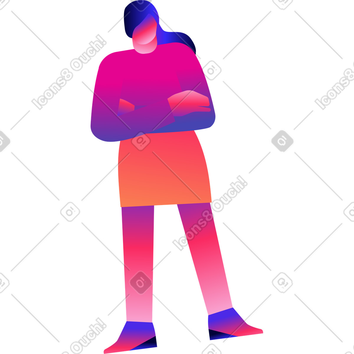 Woman with folded arms on her chest illustration in Mix style download in PNG, SVG