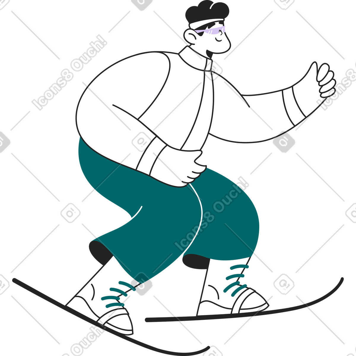 Ilustração de Homem esqui em no estilo Sammy Line para baixar em PNG, SVG