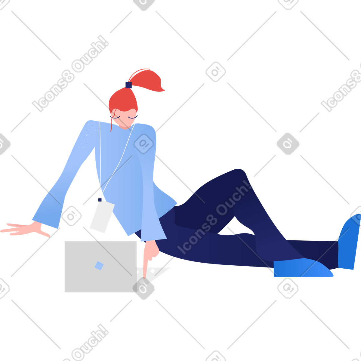 Smiling girl character clipart illustration in PNG, SVG and GIF formats