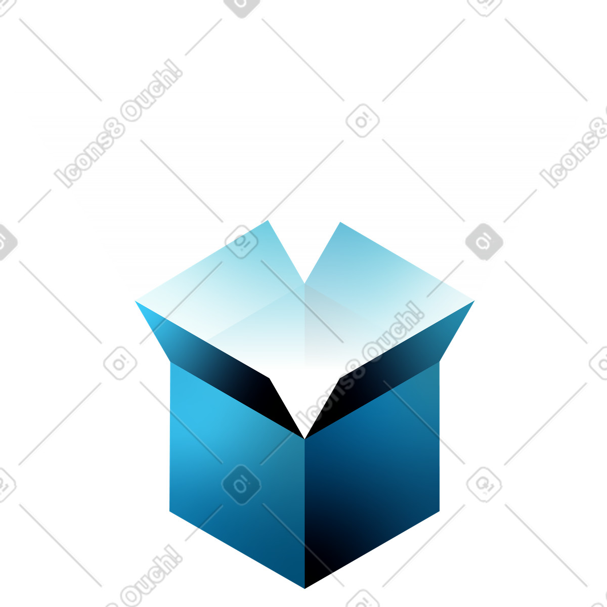 Open box with light illustration in PNG, SVG