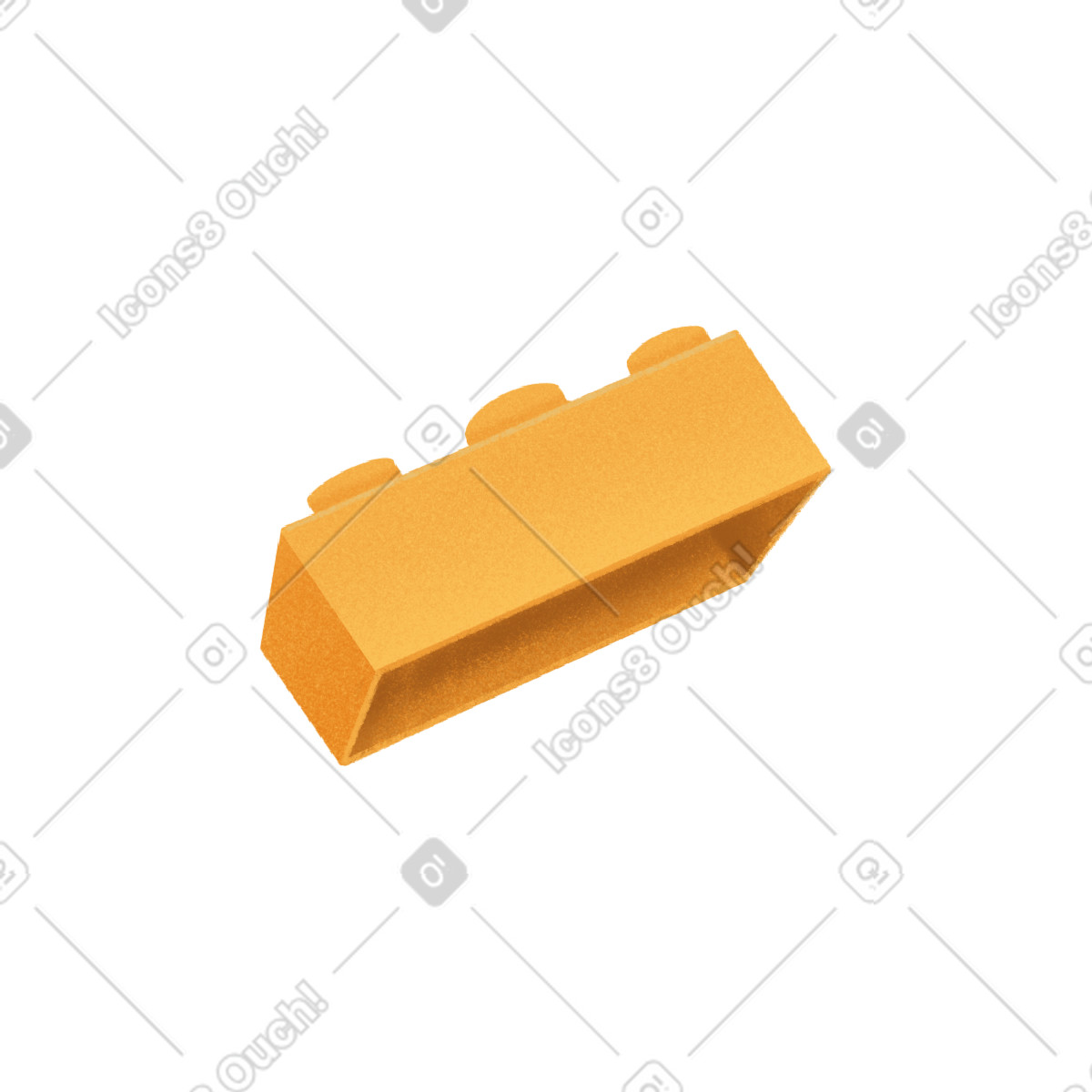 Yellow lego brick in perspective illustration Gleam style download PNG, SVG