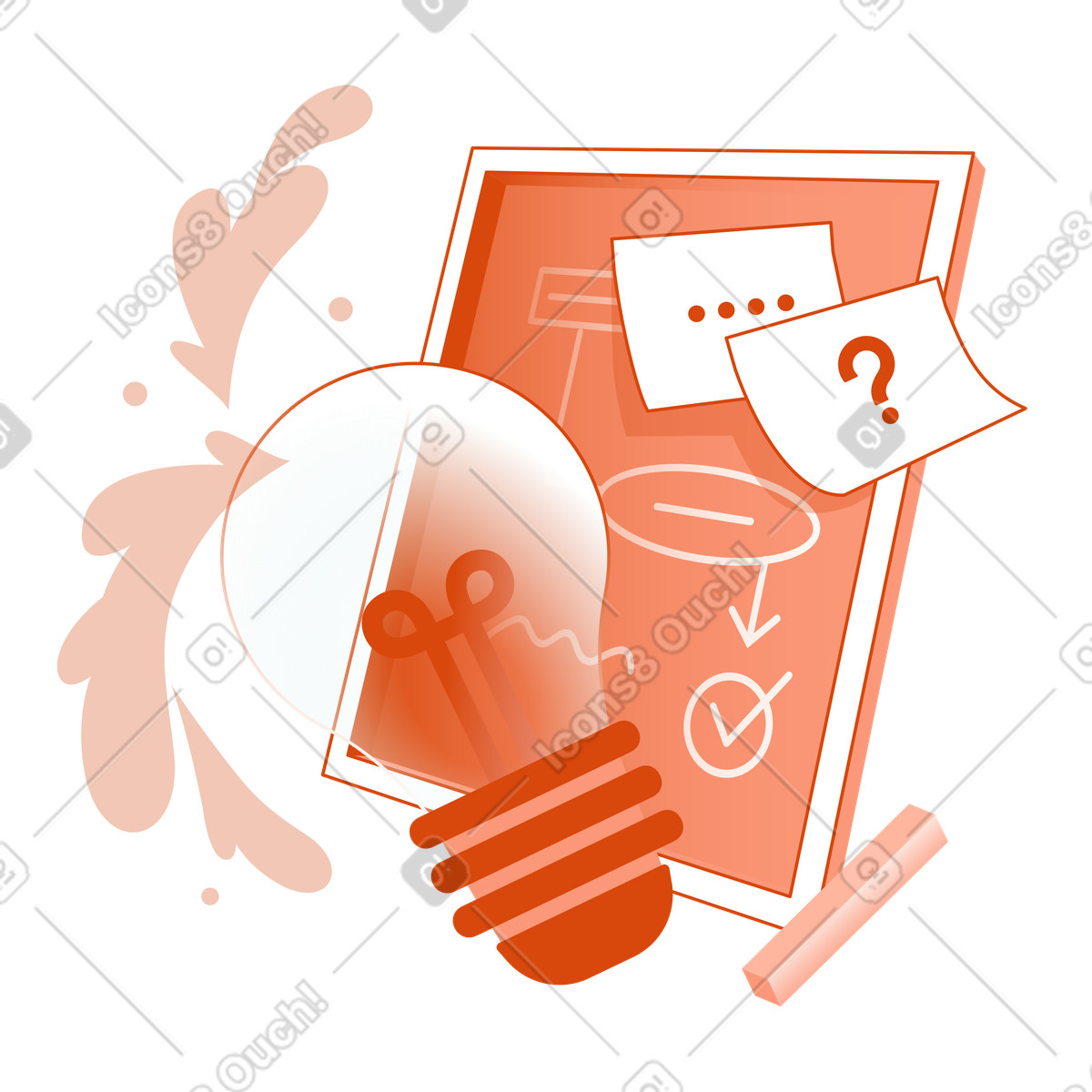 Illustration Remue-méninges d'idées avec carte mentale sur tableau dans le style Orange à télécharger aux formats PNG, SVG