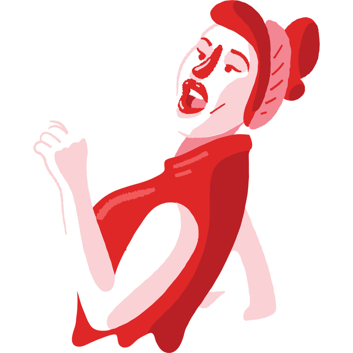 Ilustración Vocalist in red clothing with dramatic facial expression en estilo Cherry a descargar en PNG y SVG