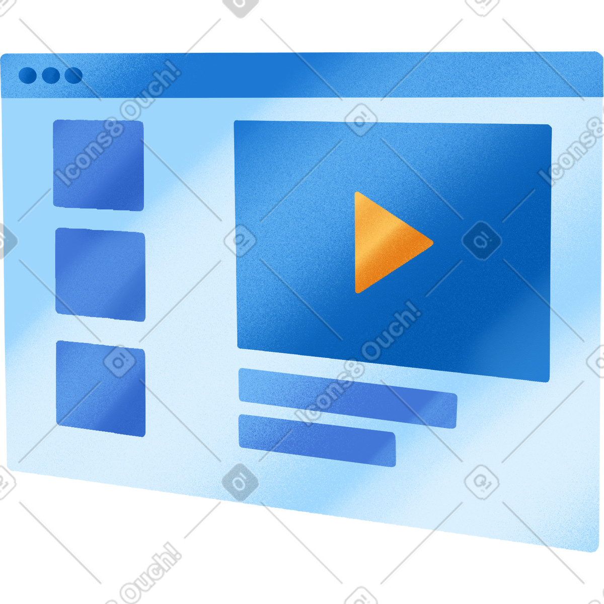 Browser window with video-Illustration im Gleam-Stil als Download in PNG, SVG