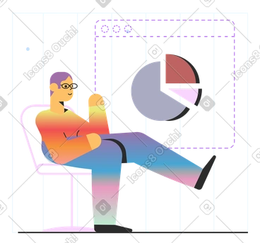 Man presenting financial data with pie chart PNG, SVG