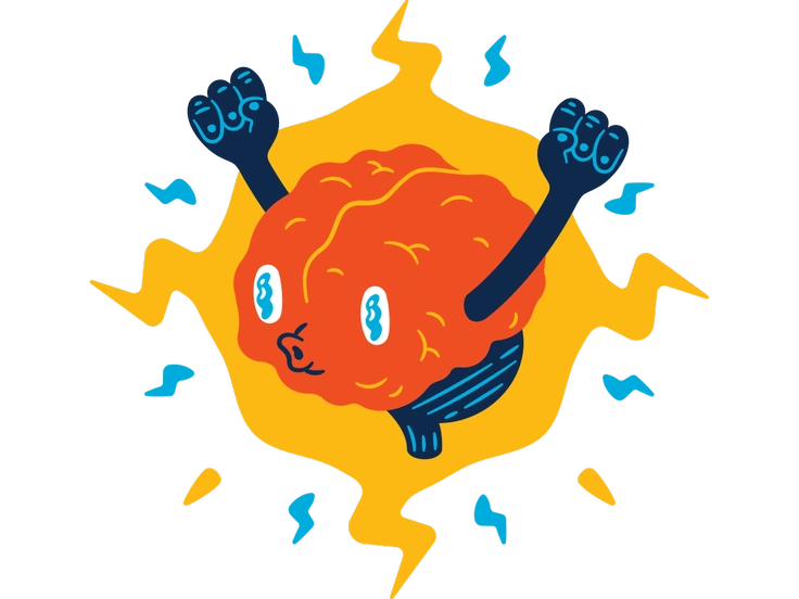 A cheerful cartoon character with bold outlines and exaggerated proportions - Cartoonish illustration style
