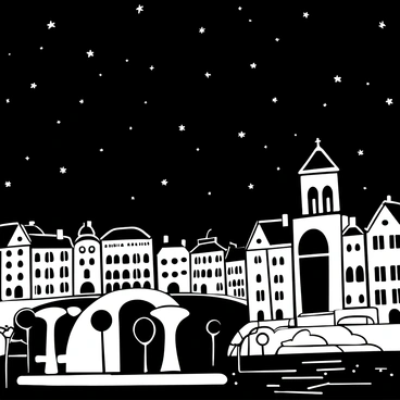 The city of Bordeaux illuminated at night with starry skies above