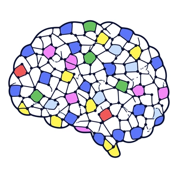 A mosaic art piece where the tiles form an intricate neuron pattern