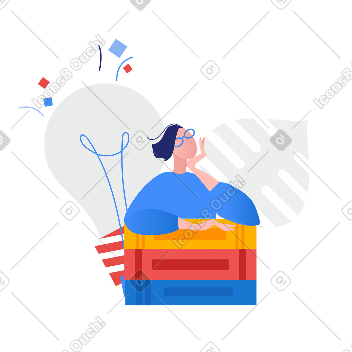 Studente con libri illustrazione in stile Clip scarica in PNG, SVG