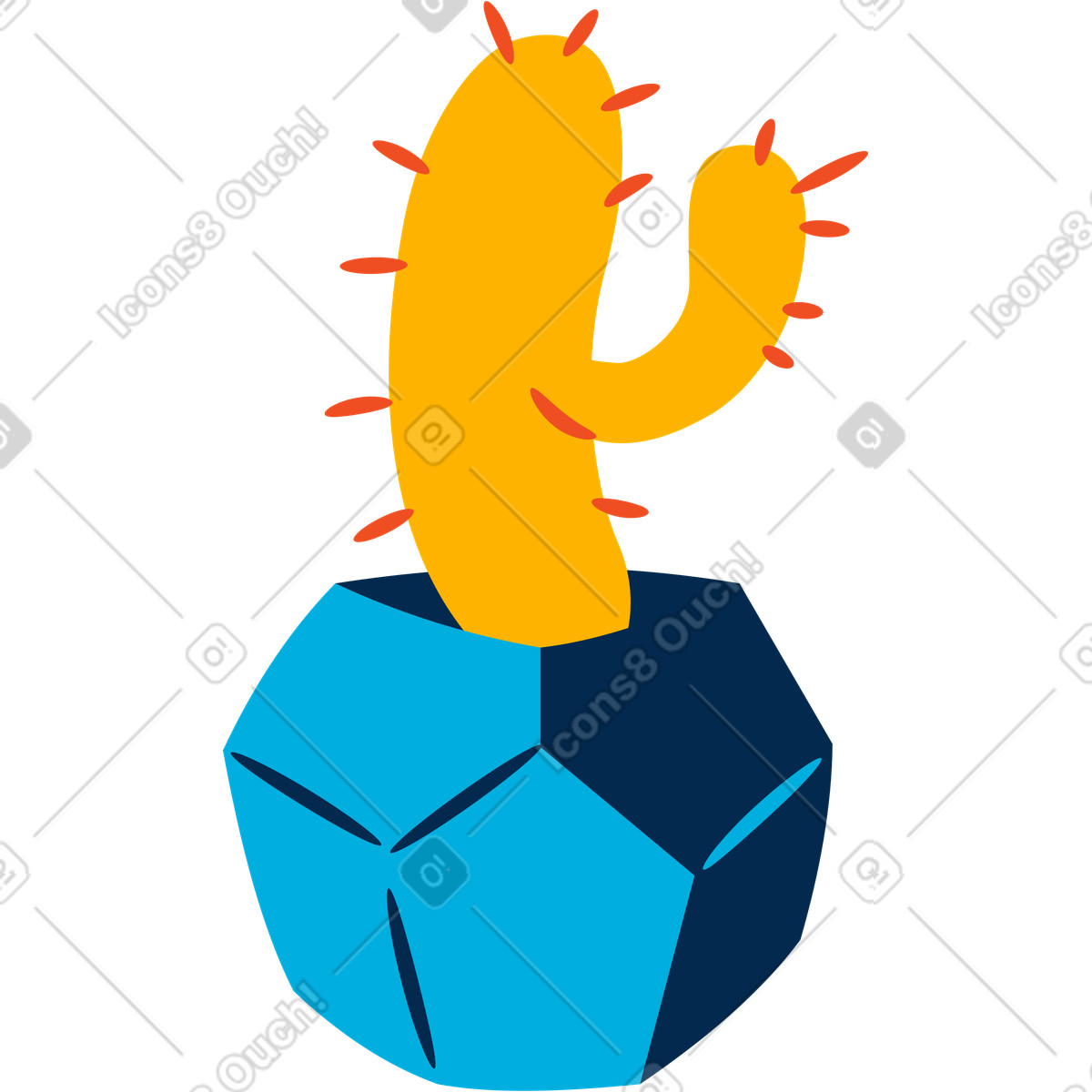 Cactus in vaso illustrazione stile Flame scarica PNG, SVG