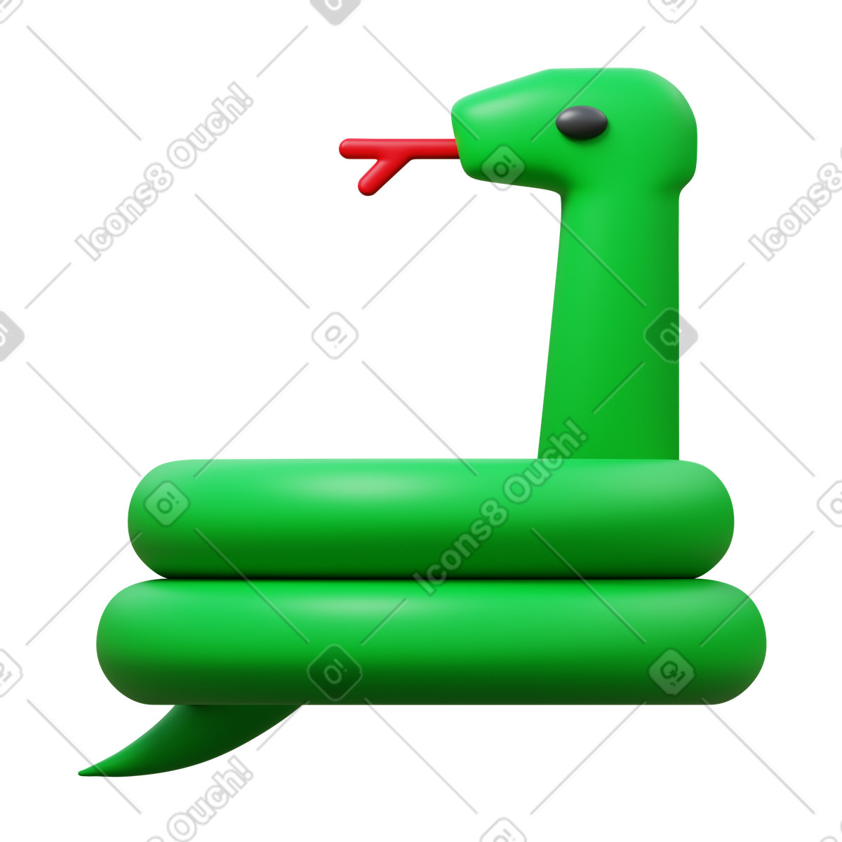 Snake illustration in 3D Fluency style download in PNG, SVG