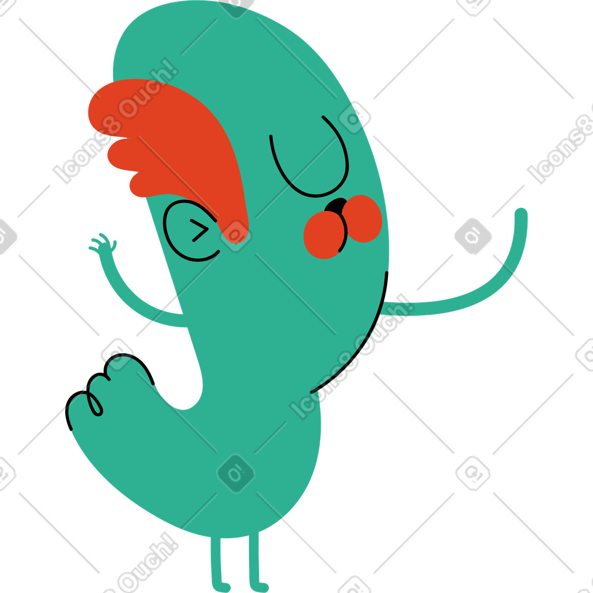 Ilustração de Personagem verde com bigode em no estilo Jelly para baixar em PNG, SVG