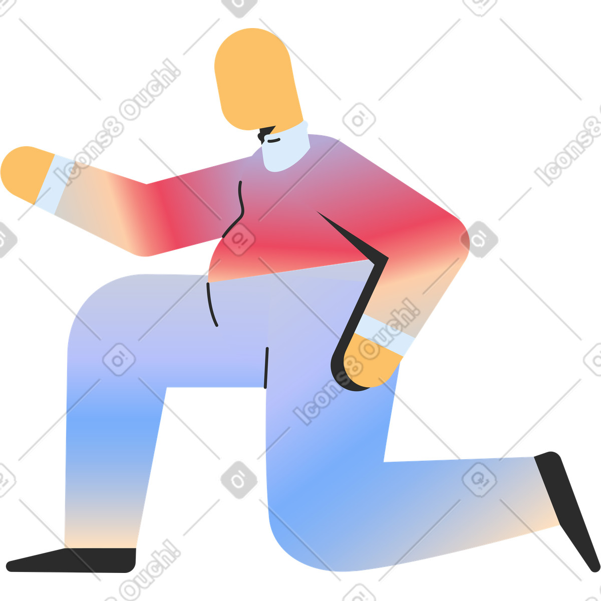 Illustration Adulte potelé sur le genou dans style Marginalia à télécharger aux formats PNG, SVG