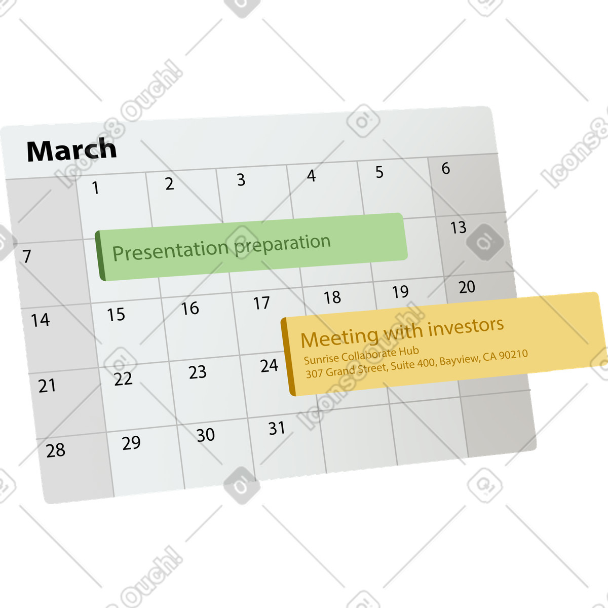 Illustration Tasks in calendar dans le style Props à télécharger aux formats PNG, SVG