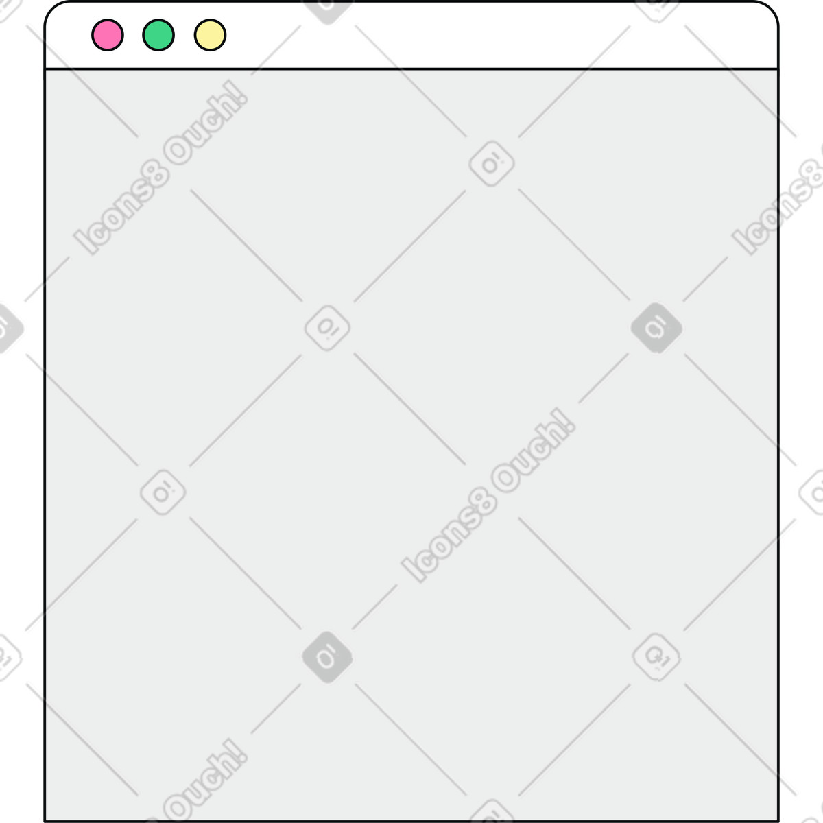 Browser window illustration featuring clipart design in PNG, SVG, GIF