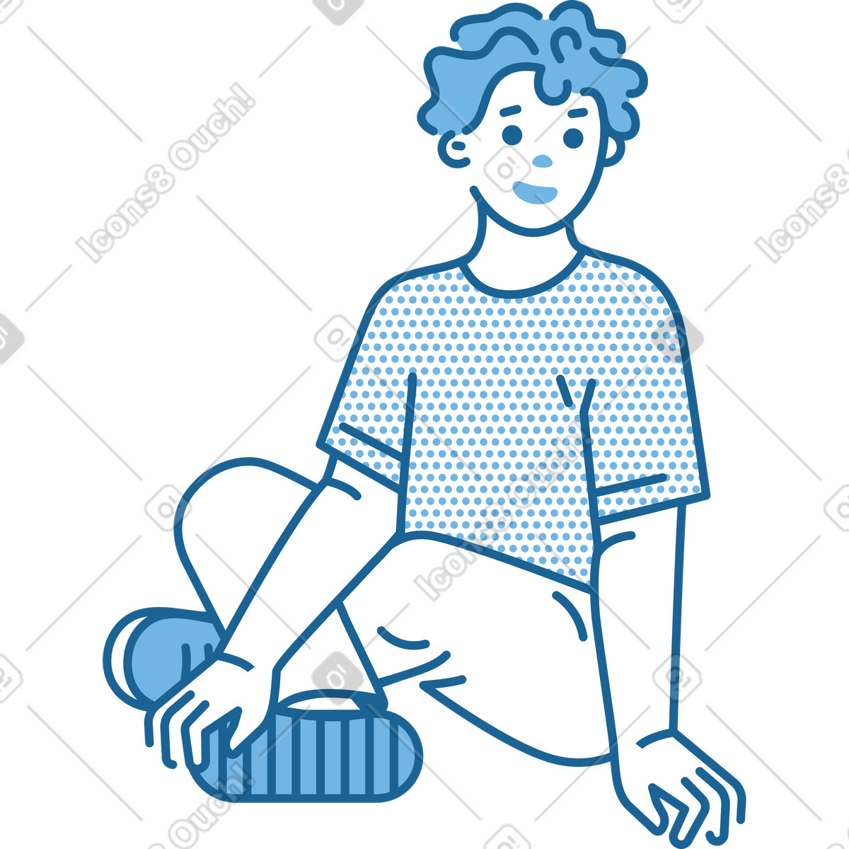 Illustration Homme assis en position du lotus dans le style Natty à télécharger aux formats PNG, SVG